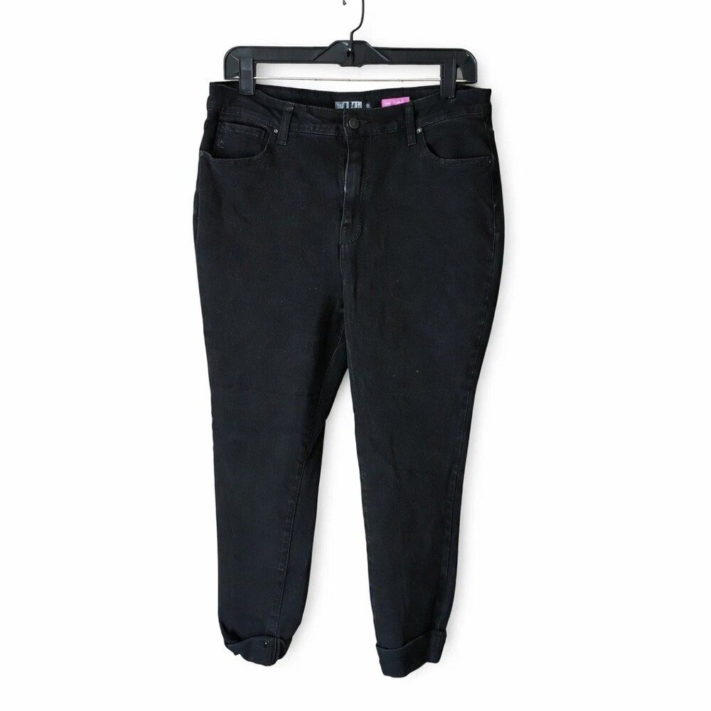 Faith Black Jeans Size 14 Women’s Mid Rise Cuffed Hem Stretch Denim